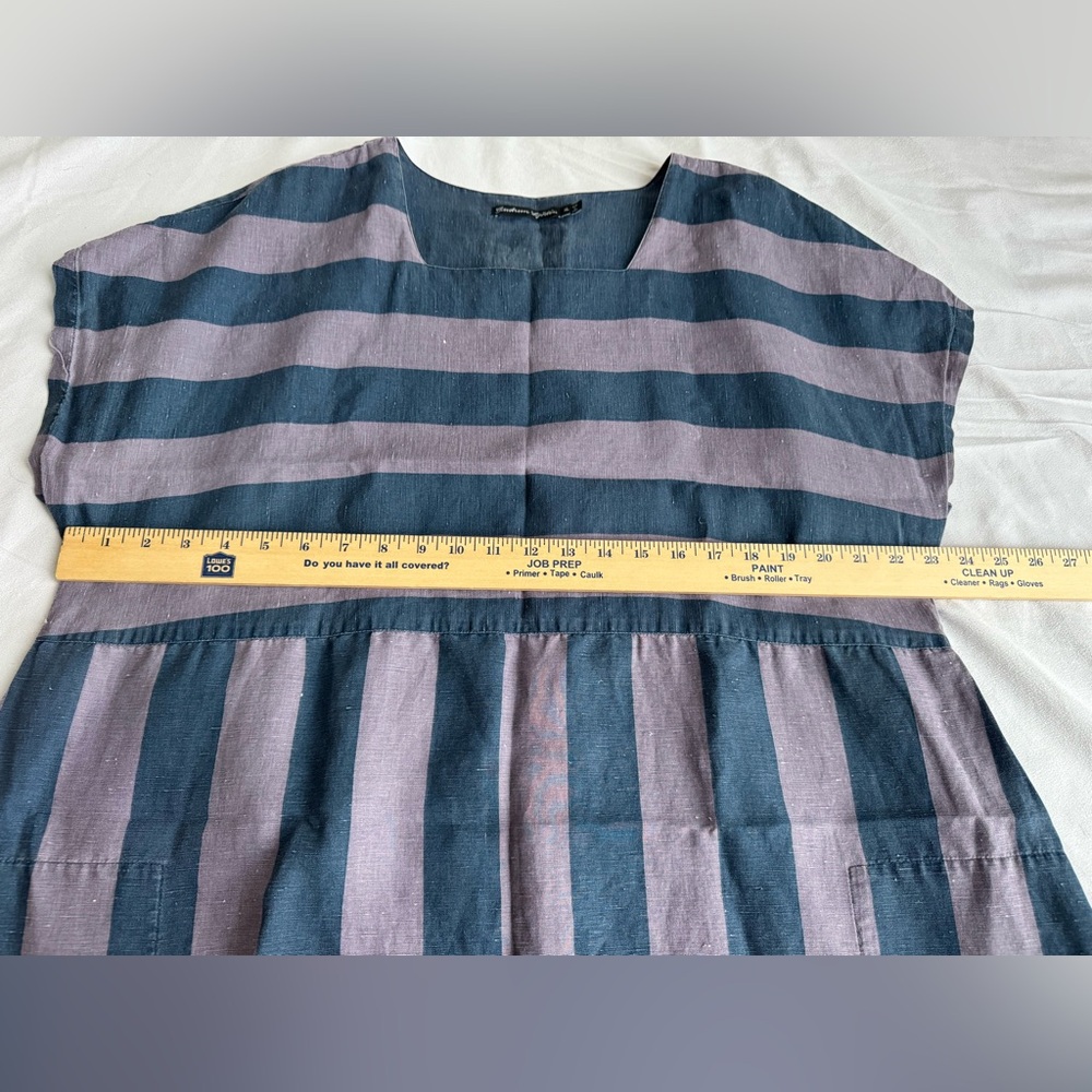 Gudrun Sjoden Women XL Stripe Oversized Linen cotton Purple Stripe Dress cozy - Picture 10 of 10